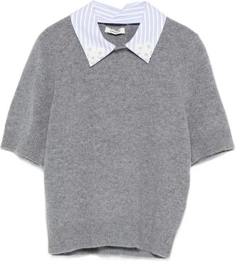 Sandro Top con colletto a righe - Grigio