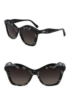 Ferragamo 54mm Cornered Rectangle Full Rim Sunglasses in Taupe Havana/black at Nordstrom Rack
