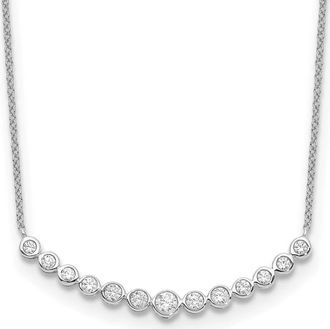 Diamond2Deal 14K Gold 1/2 Ct Lab Grown Diamond Curved Bar Necklace 18 Clarity VS, Color D-E