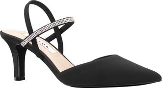 Nina Billie Slingback Pointed Toe Pump in Black Luster Satin at Nordstrom, Size 5.5