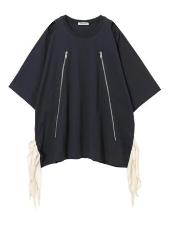 Undercover zipper-embellishment tie-detail t-shirt - unisex - Cotton - 2 - Blue