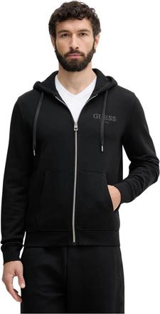 Guess Zip-through Hoodie - Heren - Vesten met rits - Zwart - M - Katoen - Hoodies & sweatvesten
