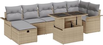 vidaXL Garden Sofa Set with Cushion 8 pcs Beige Poly rattan vidaXL