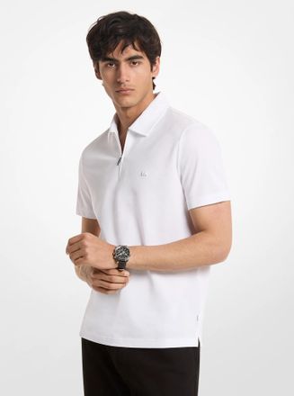 Michael Kors Cotton Blend Piqu&eacute; Zip-Up Polo Shirt