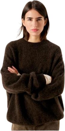 American Vintage Vitow Gebreide trui met ronde hals - Dames - Truien - Bruin - Maat: ONE Size Wol