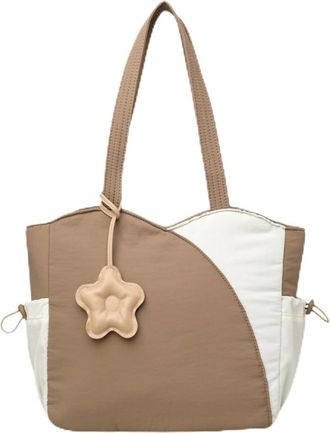 Generic Puffer Tote Crossbody Bag for Women Color-block Shoulder Work Handbags with Zipper for Daily Travel Teacher Nurse Purses Gift, Khaki