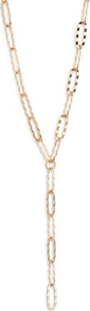Nordstrom Hammered Paper Clip Chain Y-Necklace in Gold at Nordstrom