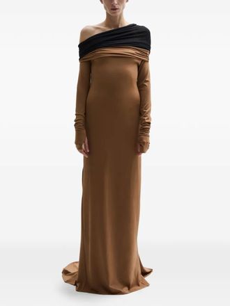 Atu Body Couture Crown gedrapeerde jurk met lange mouwen - Bruin