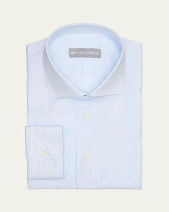 Bergdorf Goodman Mens Cotton Micro-Check Point Collar Dress Shirt