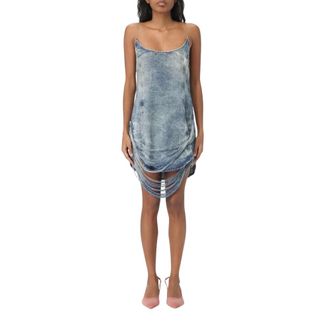 Diesel Denim Mini Dress Distressed Hem