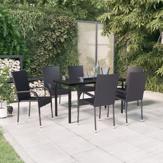 Berkfield Home 7 Piece Outdoor Dining Set Black