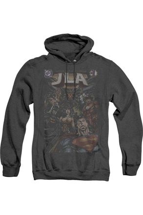 Gildan Justice League of America 1 Cover Adult Heather Hoodie / Hooded Sweatshirt