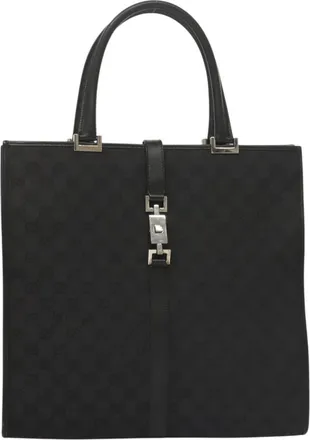 Gucci Jackie Black Canvas Tote Bag (Pre-Owned)