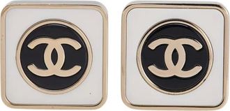 Chanel 2023 verzilverde CC Square Push Back oorbellen kostuum oorbellen