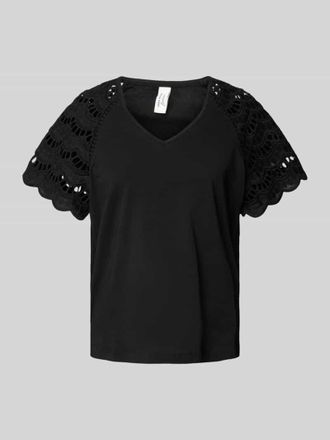 Vero Moda Regular Fit T-Shirt mit Lochspitze Modell BLASY in Black, Gr&ouml;&szlig;e XS