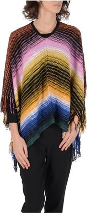 Missoni Capes, female, Multicolor, Size: ONE SIZE Multicolor Wool Poncho