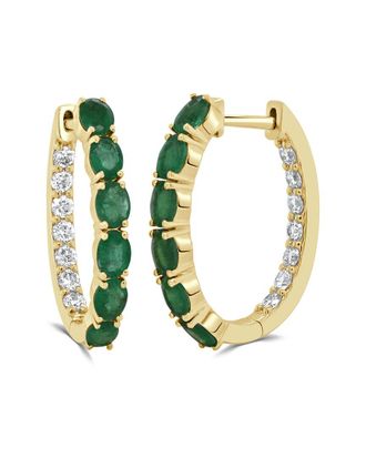 Sabrina Designs 14K 2.14 Ct. Tw. Diamond & Emerald Hoops