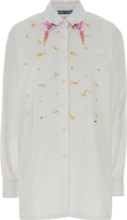 Prada White Regular Embellished Shirt