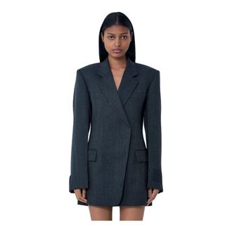 Alexander Wang Alexander Wang, Short Dresses, female, Black, Size: 2XS Tailored Wool Blazer Dress
