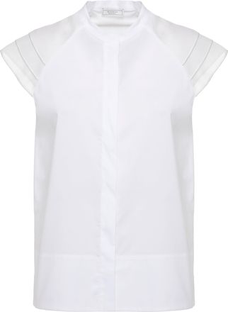 PESERICO White Silk Shoulders Cotton Blouse