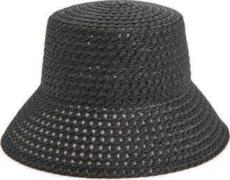 Treasure & Bond Textured Straw Bucket Hat in Black at Nordstrom Rack