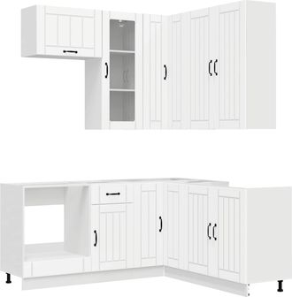 vidaXL Unidad De Cocina Lucca 8 Uds. Blanco Madera De Ingenier&iacute;a Vidaxl