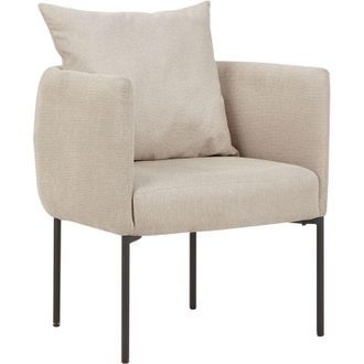 Beliani Beliani - Sill&oacute;n Elegante Con Coj&iacute;n Patas De Hierro Negras Estilo Retro Lino Sint&eacute;tico Beige Claro Malmos