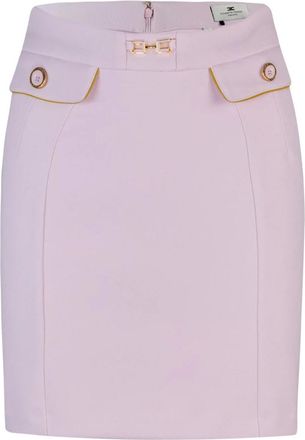 Elisabetta Franchi Rokken, Dames, Roze, M, Polyester, Roze Rok Slim Fit Logo Detail