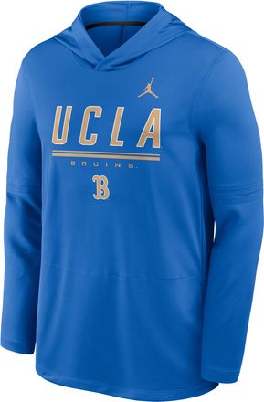 Nike Jordan Mens UCLA Sideline Jordan Brand Dri-FIT College Long-Sleeve Hooded Top in Blue | 0JB90CYGUCL-594