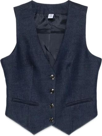 Liu Jo Blauwe Denim Jacks - Dames - Gillet - Blauw - S - Denim - Kostuums