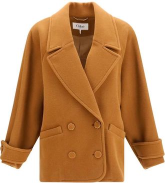 Chlo&eacute; Mustard Notched Lapel Trench Coat