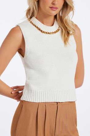 Bishop + Young Savoy Chain Detail Sweater Tank in Ivory at Nordstrom, Size Medium