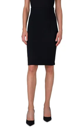Akris Stretch Virgin Wool Crepe Pencil Skirt in Black at Nordstrom, Size 10