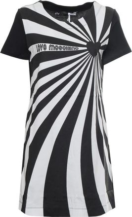 Moschino Womens Striped Sunburst Casual Dress - Black Cotton - Size EU 40 (Womens)