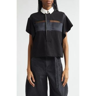 sacai Cotton Jersey Pullover in Black at Nordstrom, Size 4