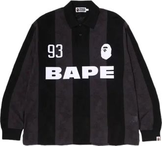 A Bathing Ape Stripe Pattern Jacquard Multi Logo T-Shirt Black 1M30111311-BLACK