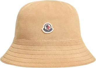 Moncler Moncler Logo Patch Bucket Hat, Men, Beige, Size: Xl