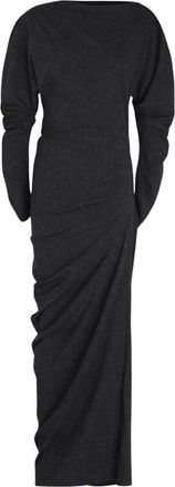 Cortana Tijdloze Maxi Jurk - Dames - Maxi kleedjes - Zwart - M - Wol - Kleedjes