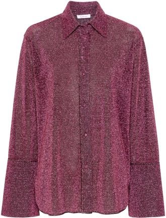 Os&eacute;ree lurex wide-sleeve shirt - women - Metallic Fibre/Polyamide - M/L - Pink
