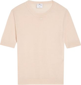Courr&egrave;ges Merino Wool T-shirt - Sand - S (UK8-10 / S)