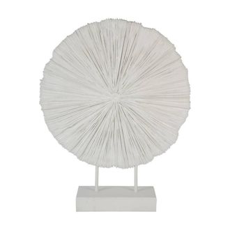 The Libra Company Orbis Textured Sculpture on Stand - Polyresin - L12xW46xH58 cm - White
