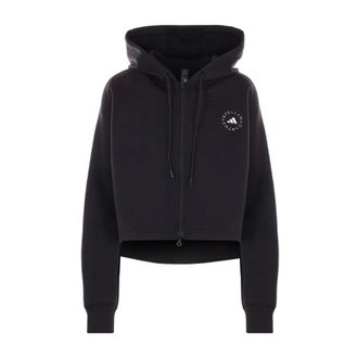 adidas by Stella McCartney Hoodies & sweatvesten, Dames, Zwart, S, Katoen, Cropped Hoodie