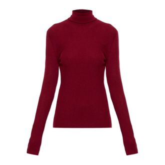 Dolce & Gabbana Truien & Vesten, Dames, Rood, L, Leer, Cashmere Turtleneck