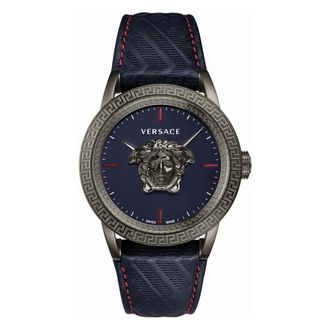 Versace Palazzo Empire Horloge - Heren - Accessoires - Blauw - Maat: ONE Size Leer
