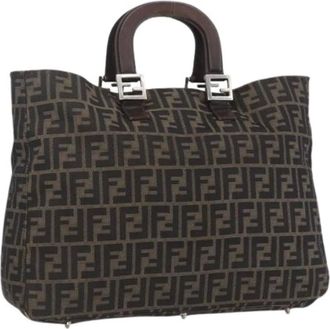 Fendi Pre-owned Tote Bags, female, Brown, Size: ONE SIZE Pre-owned Canvas Tote Bag