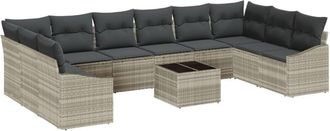 vidaXL Garden Dining Set with Cushion with Storage 11 pcs Light Grey Vidaxl