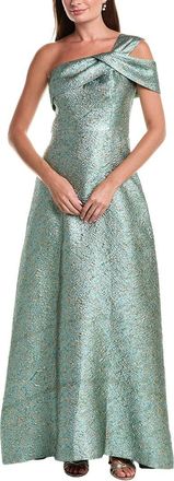 Teri Jon by Rickie Freeman Teri Jon By Rickie Freeman Metallic Jacquard Asymmetrical One-Shoulder Gown