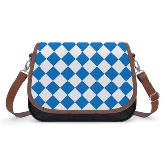 Generic Black White Plaid Check Crossbody Bags for Women Shoulder Messenger Bag Purse Handbags