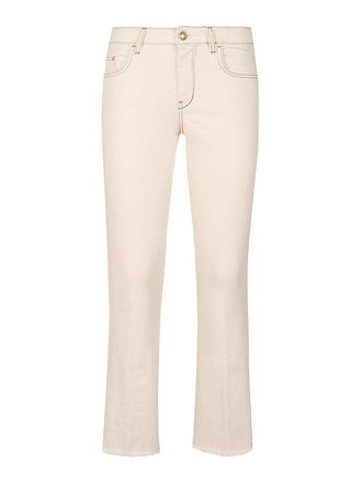 Fay Stretch denim jeans cream zip iconic hem