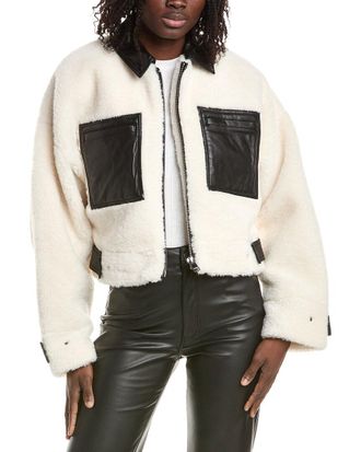 LaMarque Sherpa Leather-Trim Jacket